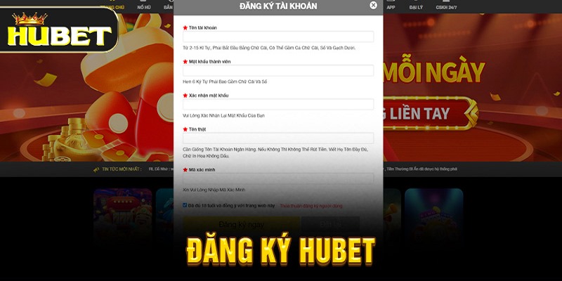 Đăng ký Hubet thông qua các bước thao tác dễ dàng, đơn giản